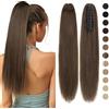 Silk-co 45cm - Extension Coda di Cavallo Capelli Veri Umani Ponytail Remy Hair Extension con Pinza - 2 Marrone Scuro
