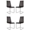 t m c s Tommychairs - Set 4 sedie Berlin sala da pranzo, scocca in multistrato imbottita e rivestita in pelle artificiale moka e basamento a slitta in tubo rettangolare cromato ad alta resistenza