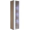 MB Muebles Bonitos, Vetrina Pensile Luke V5, LED, Melamina, Finitura Opaca e Lucida, Sonoma e Bianco, 40x165x29cm