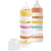 Chicco Set 2 Biberon Benessere Flusso Veloce 330 ml, con Tettarella Physio in Morbido Silicone e Finitura Soft Sense,Anticolica, in Plastica, 4 Mesi+, Bimba, Rosa e Arancione