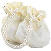Wisafory pochette da donna in raso, con manico in perle, borsa da sera, piccola borsa a secchio, da sposa, per donne, ragazze, matrimoni, feste, accessori, bianco