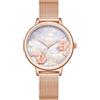 Alienwork Orologio Donna Oro rosa Cinturino in Maglia Metallo Bianco Quadrante Madreperla Elegante