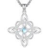 Friggem Collana Nodo Celtici con Pietra di Luna in Argento 925 per Donna Ragazze, Collana di Nodi delle Streghe Ciondoli Celtici Gioielli Regalo per Danna Mamma