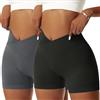 Litthing Pantaloncini Palestra Donna, Vita Alta Pantaloncini Sportivi Shorts V Cross Scrunch Butt Push Up Yoga Shorts Opachi Leggins Corti per Yoga Allenamento Gym Fitness