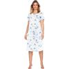 e.Femme® Camicia da Notte da Donna a Maniche Corte ANA 1161 in 100% Cotone, Fiori/Rosa, 42