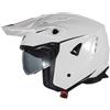 Generico Casco cross enduro aperto Jet Sheratan con visiera parasole a scomparsa Trial Street Scooter Moto Bianco TAGLIA M