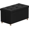 BRIAN & DANY Pouf Contenitore Rettangolare, Panca Con Gambe, Sgabello, Cassapanca da Interno, Baule, Nero, 76 x 38 x 38 cm