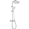JOHO Colonna Doccia in Acciaio INOX con Miscelatore Termostatica, Asta Doccia Saliscendi con Soffione e Doccetta, Set Doccia a Pioggia con Soffione 25 cm Cromo