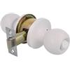 Amig - Set di maniglie a sfera | Sistema di emergenza esterno e blocco interno | Perno d'ingresso 60/70 mm | Spigolo quadrato | Ottone | Bianco | Porta interna da 35 a 45 mm