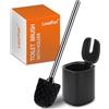 Leadfun Scopino per WC Bagno, fatto di acciaio inossidabile, secchio interno in polipropilene, set di spazzolini da toilette in piedi (Nero)