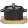 ECHTWERK Casseruola in ghisa, Mini casseruola con vassoio di servizio, Piccolo arrosto, Già cotto, Adatto per forni, grill, barbecue e induzione, Ideale per cucinare e servire, 200 ml, Ø 9,2 cm