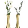 Vixdonos Set di 2 piccoli vasi da fiori in metallo color ottone, 17 cm, moderni vasi decorativi per la casa, matrimonio o regalo (oro)