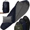 Montaray Sleeping Bag Camping [300 GSM], sacco a pelo per adulti, dimensioni ridotte, sacco a pelo per 3-4 stagioni, sacco nanna invernale leggero e compatto, con cuscino, blu