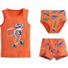Jamron Ragazzi Set Pigiama 3 Pezzi in Puro Cotone - Dinosauro Canotta + Slip + Pantaloncini - Estivo Abbigliamento da Notte Arancione 5-6 Anni