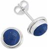 mantraroma orecchini a bottone in argento 925 con pietra blu lapislazzuli, orecchini in vero argento sterling da donna, regalo