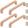 NAKUPENDA 4Pcs Maniglia in Legno Maniglie Dell'armadio in Legno Maniglia del Cassetto Mobili Maniglia Della Porta per la Cassetto Dell'armadio Lunghezza Complessiva 145mm(Rotondo)