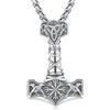 Friggem Collana Martello Thor Uomo, Ciondolo Mjolnir Vichingo in Argento Sterling 925 con Nordica Runa Thor's Hammer Collana Amuleto Gioielli Regali per Uomo Donne