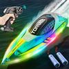 OBEST motoscafo telecomandato per bambini 2.4GHz,RC Barca con luci 2 batterie Ricaricabile,barche telecomandate per bambini dai 6 7 8 9 10,Barca giocattoli regali per bambini mare,RC Boat