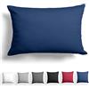 Alreya Federa per Cuscino in Raso 100% Cotone - 40 x 60 cm Blu Navy Rosso - Con Chiusura Lampo YKK, Morbidissima, la confezione include solo la federa
