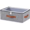 OUTBROS 1 Pezzo set Scatole Portaoggetti con Coperchio, 40x30x20 cm Contenitori Pieghevole, Organizzatori per Armadio, Utilizzato per Riporre Vestiti, Coperte ecc, Grigio
