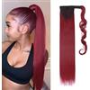Silk-co Extension Coda Capelli Finti Lisci Ponytail Extension Sintetiche Parrucchino Capelli Coda di Cavallo 58cm-Rosso