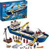 LEGO City Ocean Exploration Ship 60266, nave da esplorazione giocattolo, mini elicottero, sottomarino, naufragio con tesoro, scialuppa di salvataggio, razza, più 8 minifigure, nuovo 2020 (745 pezzi)