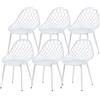 buybyroom Set di 6 sedie da pranzo regolabili, con schienale, gambe in metallo, per cucina, sala da pranzo, soggiorno, colore bianco