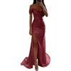Generico Abito con Paillettes Donna Glitter Senza Maniche Scollo V Lungo da Sera Maxi Sexy Aderente con Spacco per Festa Cerimonia Cocktail Nozze