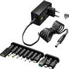 goobay Alimentatore universale 5,5 x 2,1 mm DC con 3 V - 12 V, max. 3,6 W/1,2 A e 6 adattatori aggiuntivi