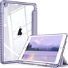 FINTIE Custodia per iPad 10.2 Pollici 9a / 8a / 7a Generazione (2021 2020 2019) - [Built-in Pencil Holder] Antiurto Sottile Case Posteriore Trasparente Cover con Auto Sveglia/Sonno, Classic Viola