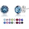 DTPsilver Punto Luce Orecchini Azzurri - Orecchini Pietra Azzurra in Cristallo 6 mm - Orecchini Punto Luce Argento 925 - Orecchini Donna Punto Luce - Orecchini a Lobo - Orecchini Punti Luce Donna