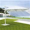 FP-TECH Ombrellone da giardino bianco decentrato 3X3 orientabile girevole a 360° palo alluminio