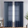 OVZME Tende trasparenti extra lunghe 241,3 cm di lunghezza, per porta francese, con tasca per asta, in voile, trattamento per finestra, per soggiorno, blu navy, 2 pannelli da 42 x 95 cm (larghezza x