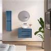 DEGHI Mobile bagno sospeso 80 cm portalavabo blu navy con specchio - Riven