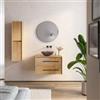 DEGHI Mobile bagno sospeso 80 cm portalavabo rovere chiaro con specchio - Riven