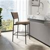 DEGHI Sgabello in tessuto ciniglia beige con struttura in metallo nero - Baylin