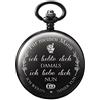 TREEWETO Orologio da taschino con incisione, collana da uomo, nero/bronzo, regalo di compleanno, anniversario di matrimonio, marito, Nero , nan