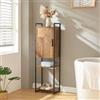 [en.casa] Armadio da Bagno Mobile Basso da Terra per Bagno Arredo Bagno per Stoccaggio con Anta e Ripiani 115 x 35 x 25 cm Nero/effetto Legno Intarsiato color Noce