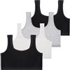 Lancry 4 reggiseni per ragazze, in morbido cotone, per bambine dai 7 ai 12 anni, senza ferretto, reggiseno sportivo per ragazze e adolescenti, Nero+nero+bianco+grigio, Taglia unica