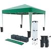 Arreditaly Gazebo Pieghevole 3x3m Impermeabile con 4 Sacche per Pesi e Borsa Trasporto - Chiusura a Fisarmonica per Fiere, Campeggio, Esterno, Piscina - Struttura in Acciaio - Copertura 160g/m² (Verde)