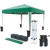 Bricozone Gazebo 3 x 3 M Pieghevole Idrorepellente Struttura Acciaio Copertura 160 gr/m² Con 4 Sacche Per Pesi E Sacca Di Trasporto Chiusura A Fisarmonica Da Giardino Campeggio Esterno Piscina Fiere (Verde)