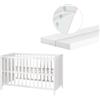 roba Lettino Co-sleeping 2 in 1 60 x 120 cm + Materasso safe asleep®, Regolabile in Altezza, 5 Pioli Estraibili, Rete a Doghe e Materasso Inclusi, Bianco