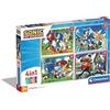 Clementoni - 21522 - Supercolor Puzzle - Sonic - 4 Puzzle da 12,16,20 e 24 Pezzi - Puzzle Bambini 3 Anni, Puzzle Cartoni Animati - Made In Italy