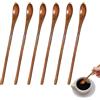 SwirlColor lunghi cucchiaini da caffè, cucchiaini legno naturali cucchiaio di agitazione di legno lungo per bevande di tè del caffè (6)