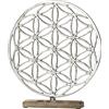 Gilde Decorazione fiore della vita - fiore della vita - regalo di compleanno San Valentino moglie fidanzata mamma - legno alluminio - Colore: marrone argento - altezza 36 cm