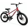 IBK Bici Bicicletta MTB 20'' Pollici Mountain Bike Ammortizzata Ragazzo Freni a Disco Rosso Nero
