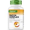 vit4ever Enzimi Digestivi - 180 Capsule gastroresistenti con 16 Enzimi | Betaina HCL, Rutina, Radice di Genziana Bromelina, Papaina, Amilasi, Lipasi, Proteasi, Lattasi - Alto dosaggio - Vegan