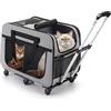FASNATI Trasportino per animali domestici extra large a doppio scomparto con ruote staccabili per gatto/cane, trasportino pieghevole per 2 gatti, trasportino da viaggio per animali domestici, per