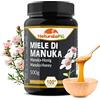 NaturalePiù Miele di Manuka 100+ MGO 500g. Dalla Nuova Zelanda. Certificato in Laboratorio. Miele Balsamico Puro. Mono Floreale, Ideale per la Cura delle Ferite. Tè, Cereali e Prodotti da Forno.