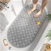 HITSLAM Tappetino Vasca Antiscivolo da Bagno Ovale, Tappetino Doccia Antiscivolo con Bolle da 68x38CM Senza BPA, Tappeto Bagno Resistente alla Muffa e Lavabile in Lavatrice, Grigio